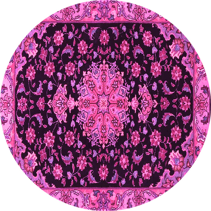 Round Medallion Pink Traditional Rug, tr4744pnk