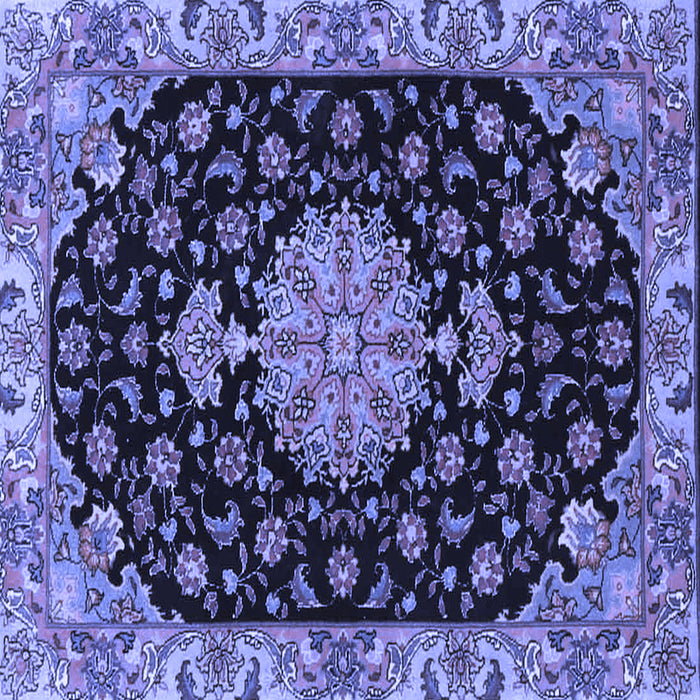 Square Machine Washable Medallion Blue Traditional Rug, wshtr4744blu