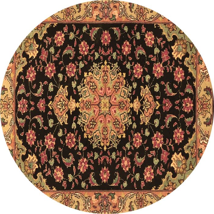 Round Medallion Brown Traditional Rug, tr4744brn