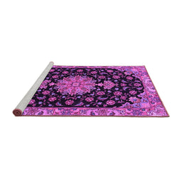 Sideview of Machine Washable Medallion Purple Traditional Area Rugs, wshtr4744pur