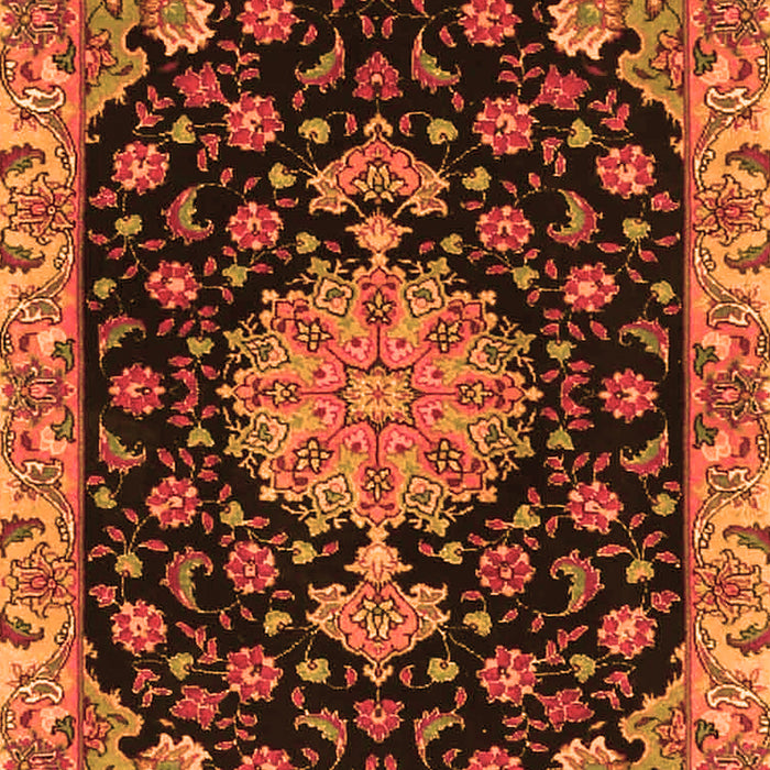 Serging Thickness of Machine Washable Medallion Orange Traditional Area Rugs, wshtr4744org