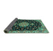 Sideview of Medallion Turquoise Traditional Rug, tr4744turq