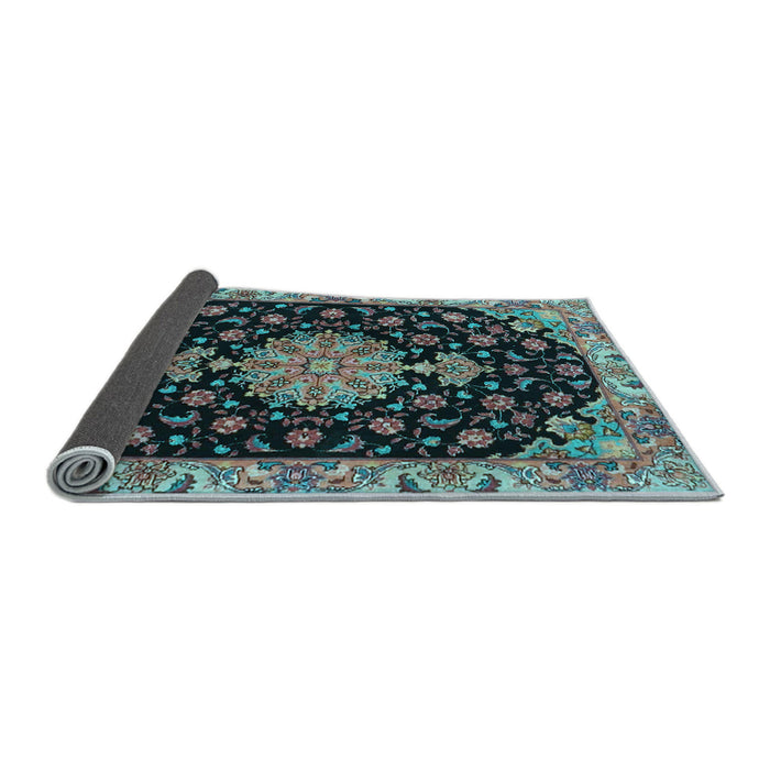 Sideview of Medallion Light Blue Traditional Rug, tr4744lblu