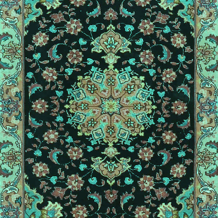 Machine Washable Medallion Turquoise Traditional Area Rugs, wshtr4744turq