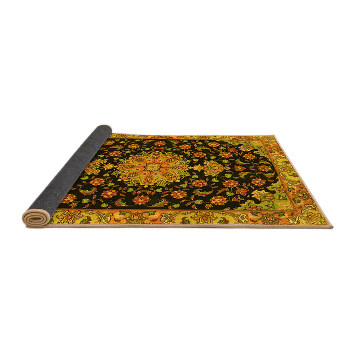 Sideview of Medallion Yellow Traditional Rug, tr4744yw