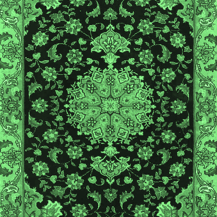 Machine Washable Medallion Emerald Green Traditional Area Rugs, wshtr4744emgrn
