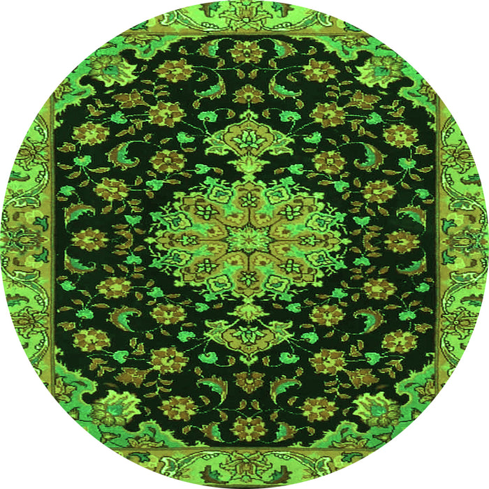 Square Medallion Green Traditional Rug, tr4744grn