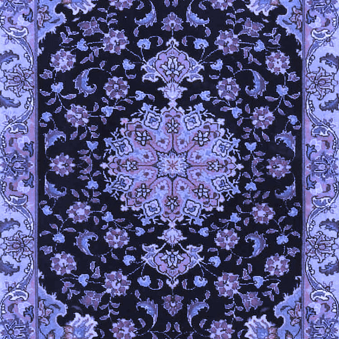 Machine Washable Medallion Blue Traditional Rug, wshtr4744blu