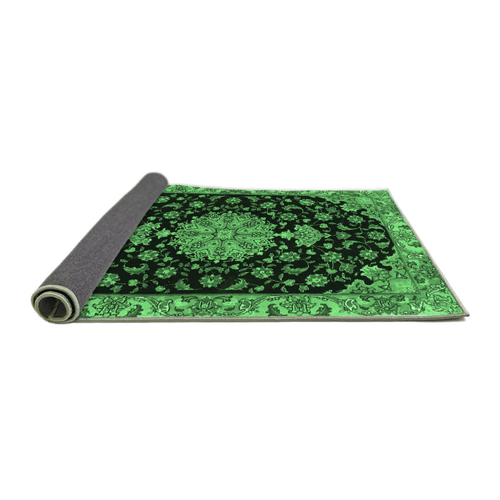 Sideview of Medallion Emerald Green Traditional Rug, tr4744emgrn