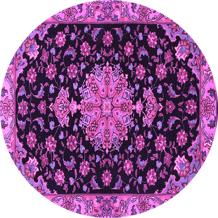 Round Medallion Purple Traditional Rug, tr4744pur