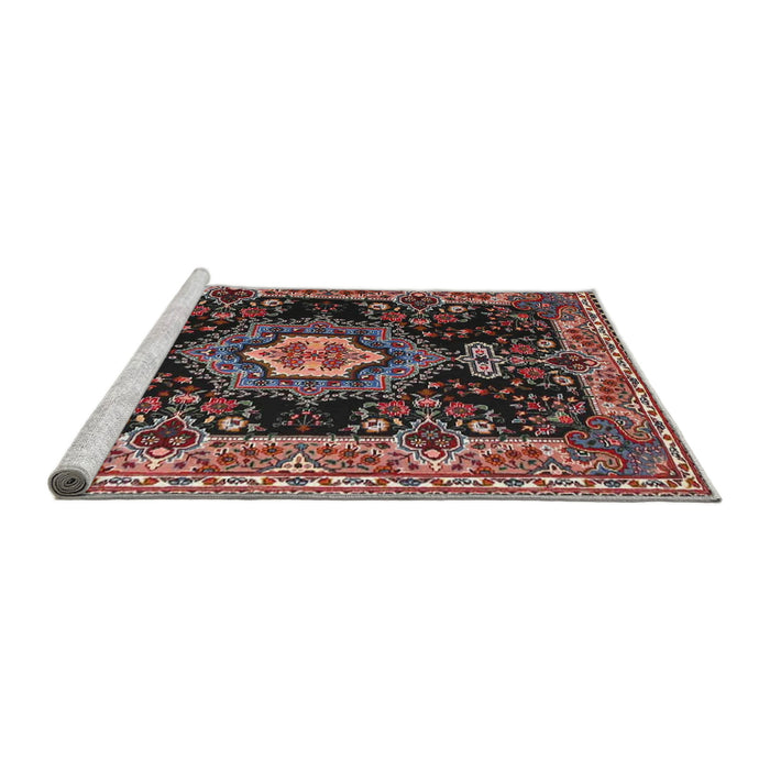 Sideview of Machine Washable Traditional Rosy Pink Rug, wshtr4745