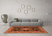 Machine Washable Medallion Orange Traditional Area Rugs in a Living Room, wshtr4745org