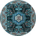 Round Medallion Light Blue Traditional Rug, tr4745lblu