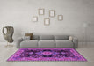 Machine Washable Medallion Purple Traditional Area Rugs in a Living Room, wshtr4745pur