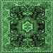 Square Medallion Emerald Green Traditional Rug, tr4745emgrn