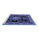 Sideview of Machine Washable Medallion Blue Traditional Rug, wshtr4745blu