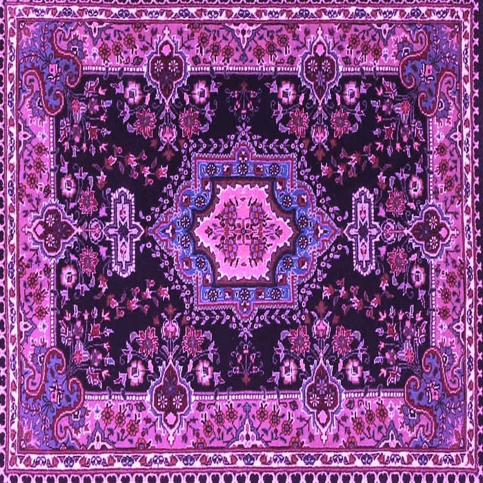 Square Machine Washable Medallion Purple Traditional Area Rugs, wshtr4745pur