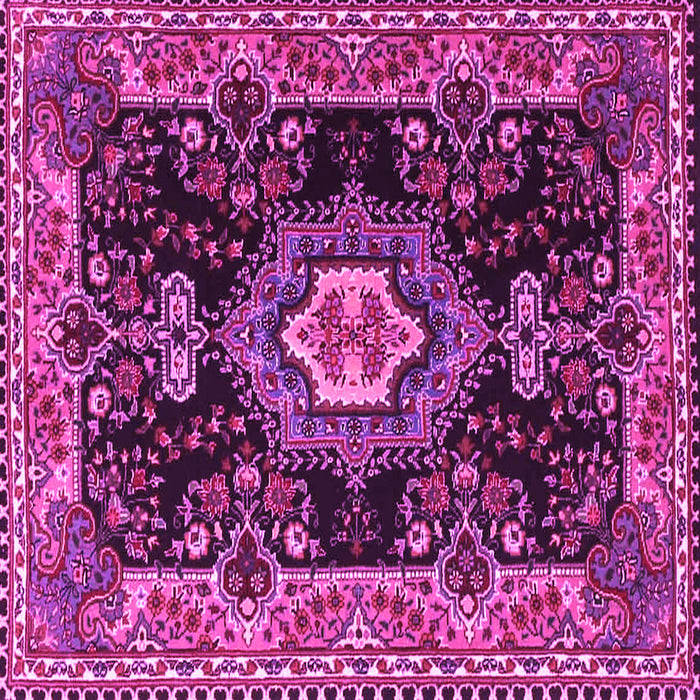 Square Machine Washable Medallion Pink Traditional Rug, wshtr4745pnk