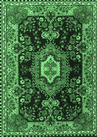 Medallion Emerald Green Traditional Rug, tr4745emgrn