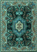 Machine Washable Medallion Turquoise Traditional Area Rugs, wshtr4745turq