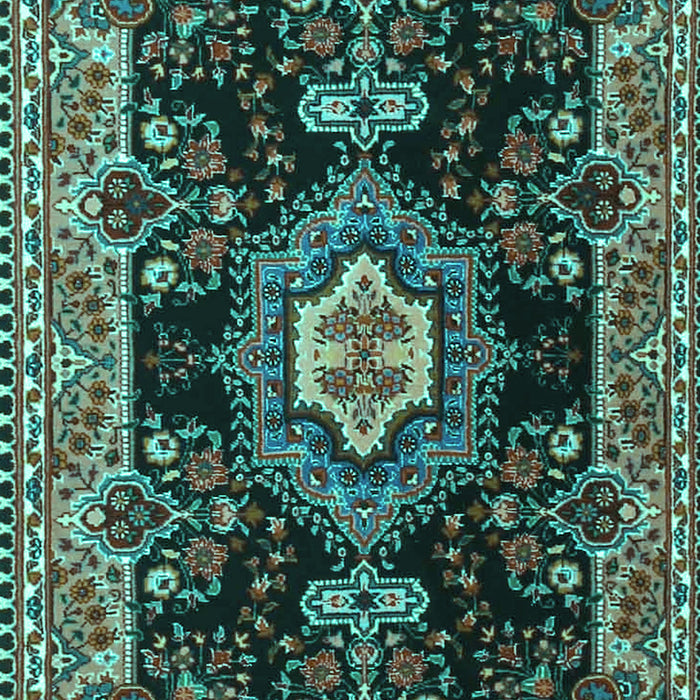 Machine Washable Medallion Turquoise Traditional Area Rugs, wshtr4745turq