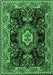 Machine Washable Medallion Emerald Green Traditional Area Rugs, wshtr4745emgrn