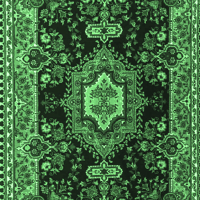 Machine Washable Medallion Emerald Green Traditional Area Rugs, wshtr4745emgrn