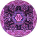 Round Medallion Purple Traditional Rug, tr4745pur