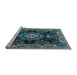 Sideview of Machine Washable Medallion Light Blue Traditional Rug, wshtr4745lblu