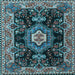 Square Medallion Light Blue Traditional Rug, tr4745lblu