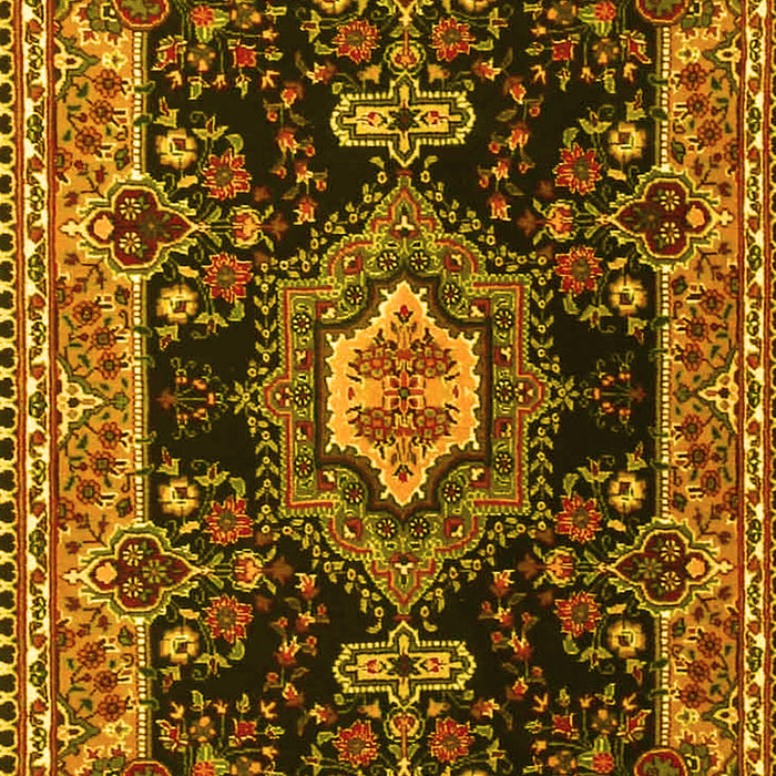 Machine Washable Medallion Yellow Traditional Rug, wshtr4745yw