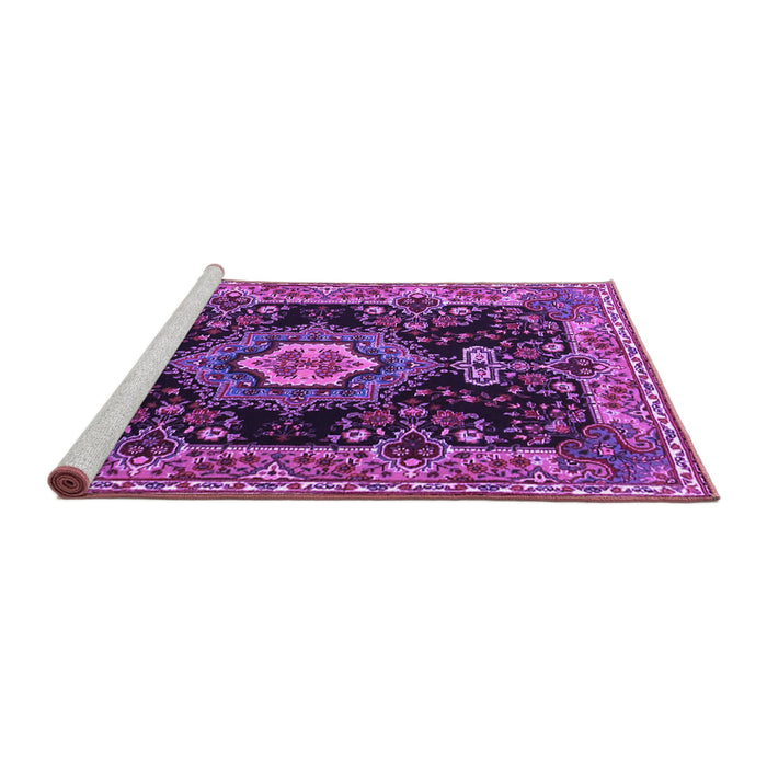 Sideview of Machine Washable Medallion Purple Traditional Area Rugs, wshtr4745pur