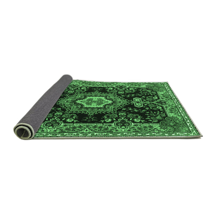 Sideview of Medallion Emerald Green Traditional Rug, tr4745emgrn