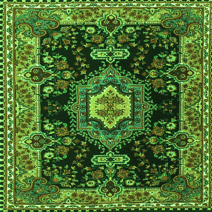 Round Machine Washable Medallion Green Traditional Area Rugs, wshtr4745grn