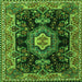 Round Machine Washable Medallion Green Traditional Area Rugs, wshtr4745grn