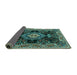 Sideview of Medallion Turquoise Traditional Rug, tr4745turq