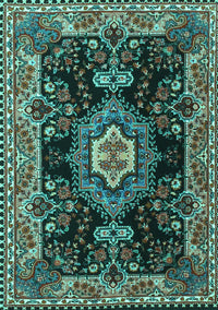 Medallion Turquoise Traditional Rug, tr4745turq