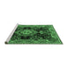 Sideview of Machine Washable Medallion Emerald Green Traditional Area Rugs, wshtr4745emgrn