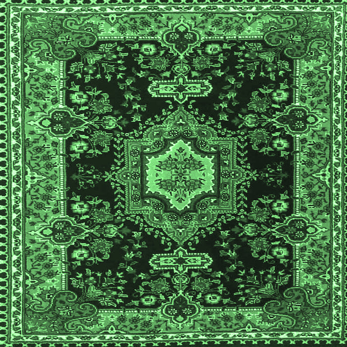 Square Machine Washable Medallion Emerald Green Traditional Area Rugs, wshtr4745emgrn
