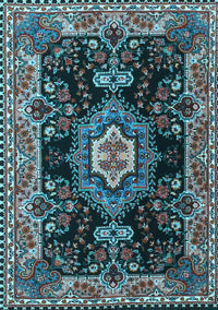 Medallion Light Blue Traditional Rug, tr4745lblu