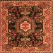 Serging Thickness of Medallion Orange Traditional Rug, tr4745org