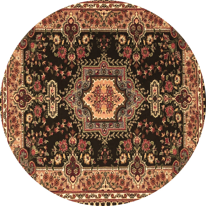 Round Machine Washable Medallion Brown Traditional Rug, wshtr4745brn