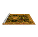 Sideview of Machine Washable Medallion Yellow Traditional Rug, wshtr4745yw