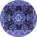 Round Medallion Blue Traditional Rug, tr4745blu