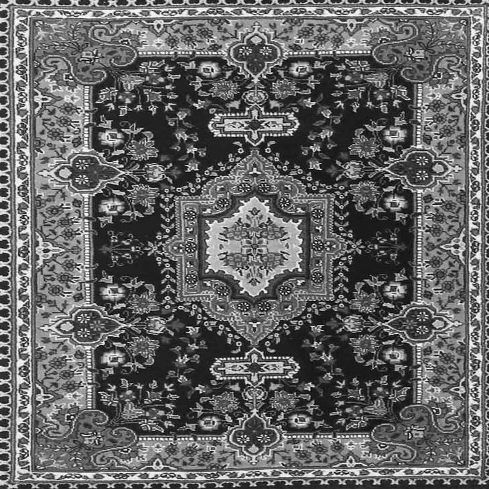 Round Machine Washable Medallion Gray Traditional Rug, wshtr4745gry