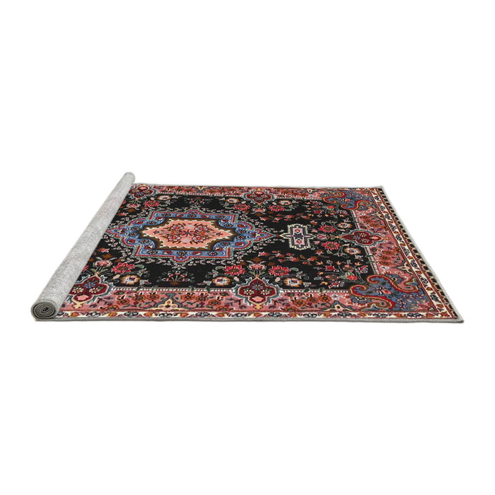 Sideview of Machine Washable Traditional Rosy Pink Rug, wshtr4746