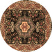 Round Medallion Brown Traditional Rug, tr4746brn