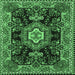 Square Medallion Emerald Green Traditional Rug, tr4746emgrn