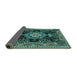 Sideview of Medallion Turquoise Traditional Rug, tr4746turq