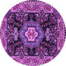 Round Medallion Purple Traditional Rug, tr4746pur